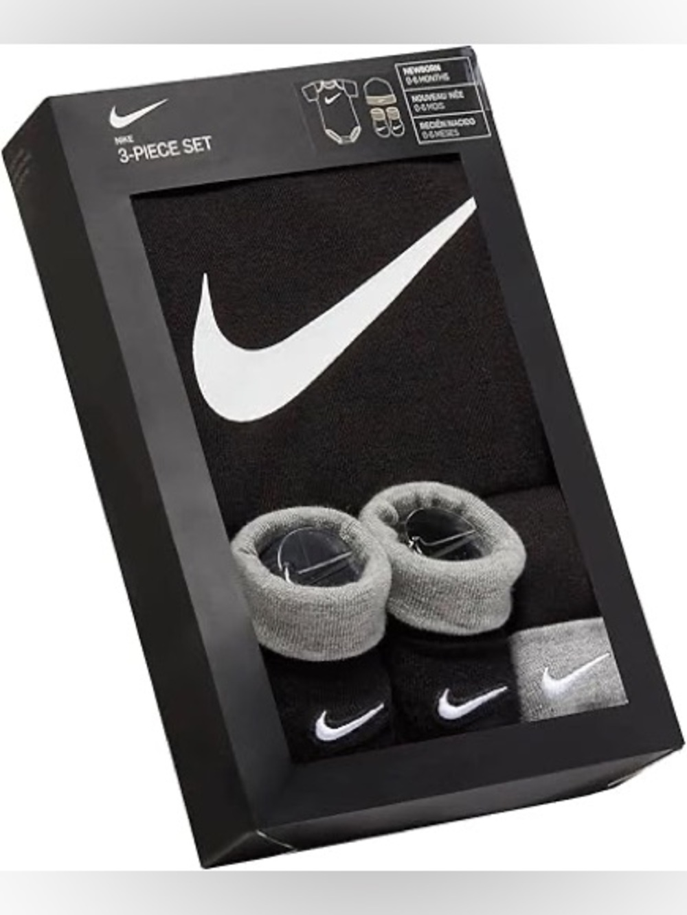 Baby Nike Black & Gray 3-Piece Gift Set 0-6 Months
